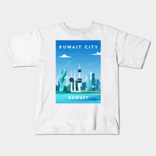 Kuwait City, Kuwait - Retro travel minimalist poster Kids T-Shirt